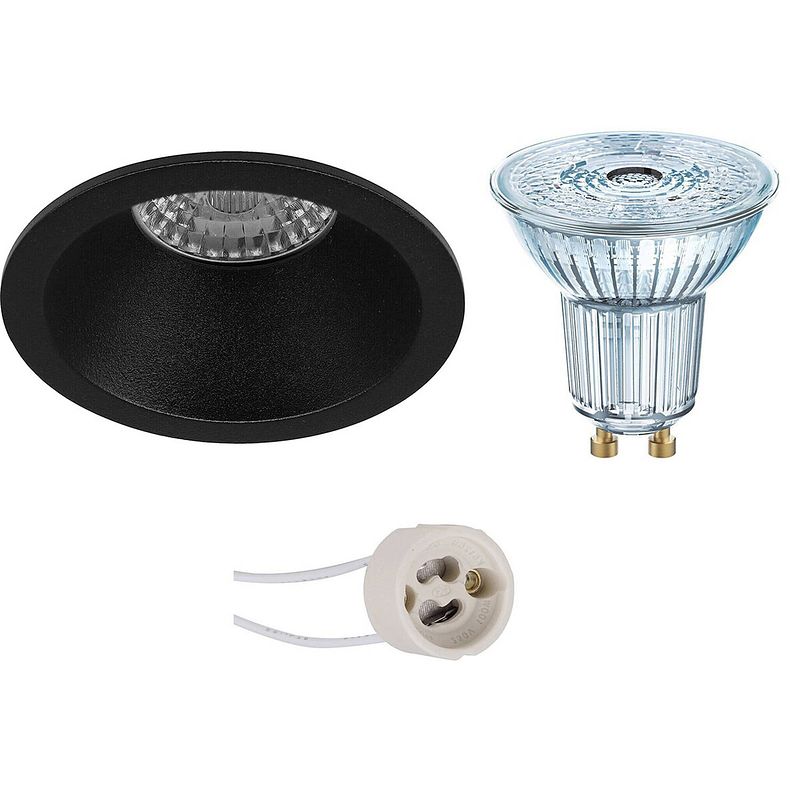 Foto van Led spot set - osram parathom par16 940 36d - pragmi pollon pro - gu10 fitting - dimbaar - inbouw rond - mat zwart -