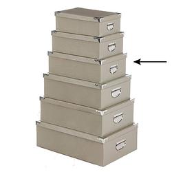 Foto van 5five opbergdoos/box - 2x - beige - l36 x b24.5 x h12.5 cm - stevig karton - crocobox - opbergbox