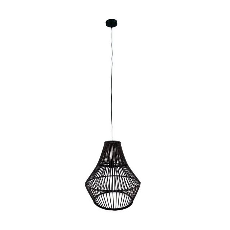 Foto van Dknc - hanglamp bamboe - 38x38x42cm - zwart