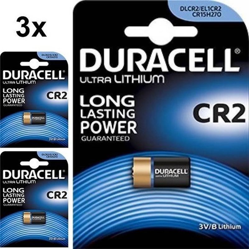 Foto van 3 stuks - duracell cr2 el1cr2 rlcr2 dr2r 3v lithium batterij