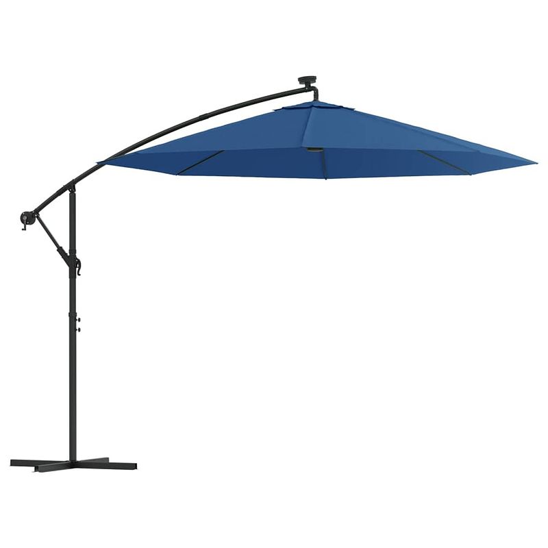 Foto van The living store hangende parasol - led-verlichting - uv-bescherming - 300x254cm - blauw