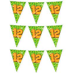 Foto van Paperdreams verjaardag 12 jaar thema vlaggetjes - 3x - feestversiering - 10m - folie - dubbelzijdig - vlaggenlijnen