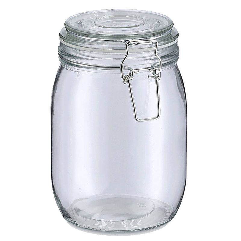 Foto van Zeller voorraadpot/bewaarpot alfie - 1l - glas - beugelsluiting - d11 x h17 cm - voorraadpot