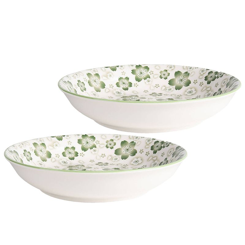 Foto van Haes deco - set van 2 soepkommen / mueslischalen - ø 20x4 cm/ 450 ml - groen - aardewerk - diverse servies