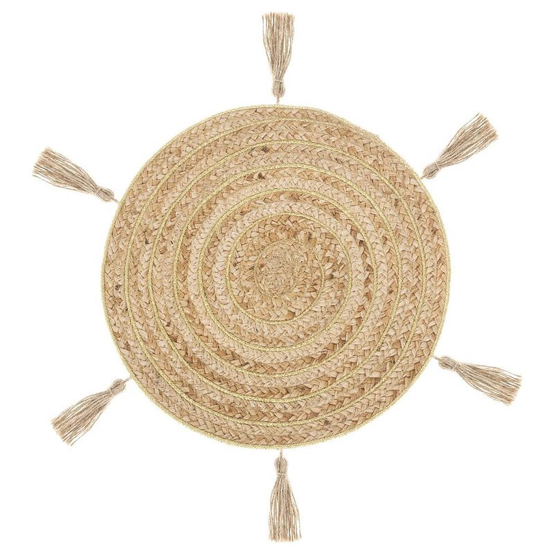 Foto van Ronde placemat raffia met franjes naturel 38 cm - placemats