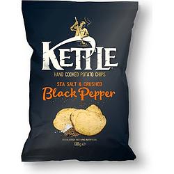 Foto van Kettle sea salt & crushed black pepper chips 130g aanbieding bij jumbo | 1+1 gratis