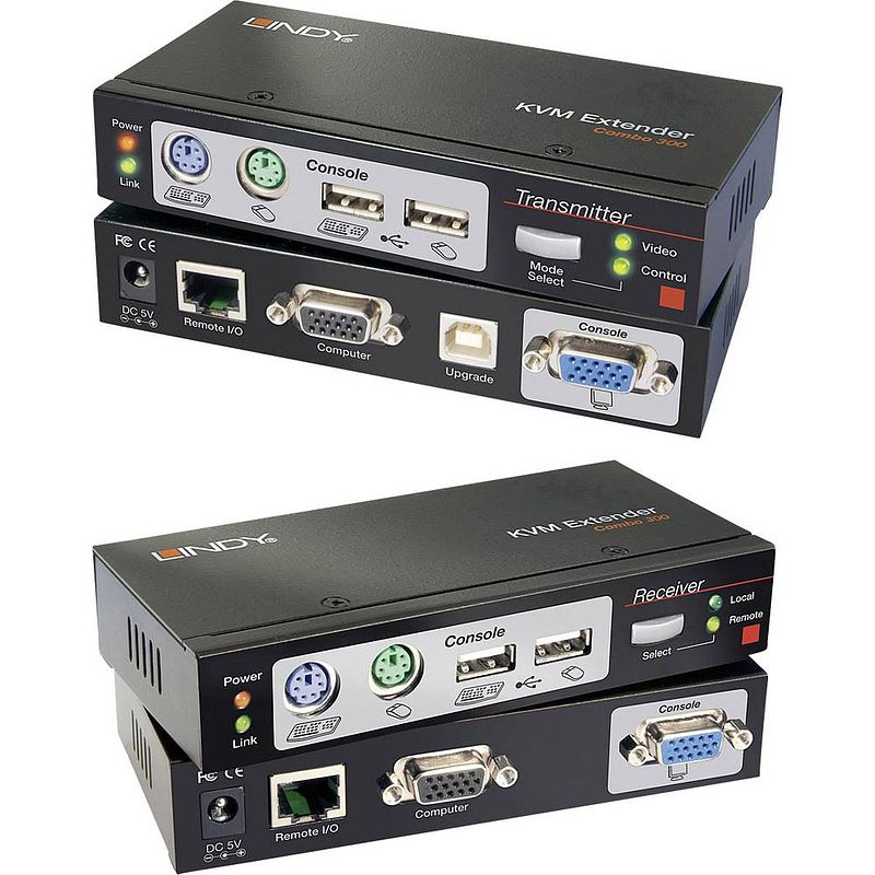 Foto van Lindy lindy cat.5 kvm extender combo 300 kvm-extender via netwerkkabel rj45 300 m