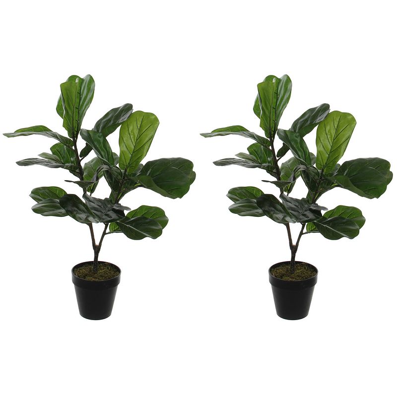 Foto van 2x stuks groene ficus lyrata kunstplant 75 cm voor binnen - kunstplanten