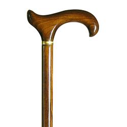 Foto van Classic canes houten wandelstok - hercules - bruin - beukenhout - xl wandelstok - derby handvat - lengte 109 cm