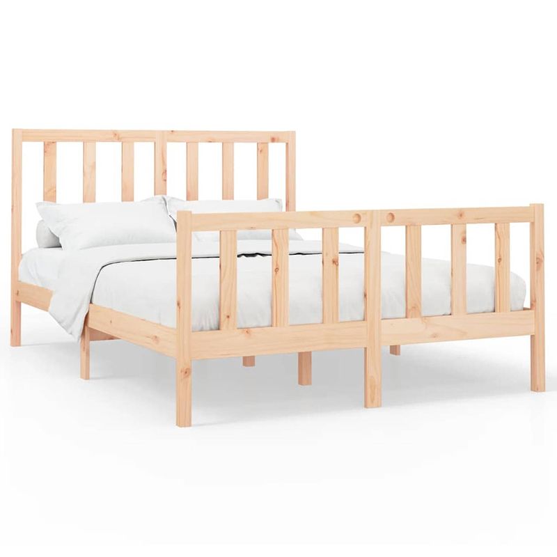 Foto van The living store houten bedframe - massief grenenhout - 205.5 x 126 x 69.5 cm - comfortabel hoofdeinde