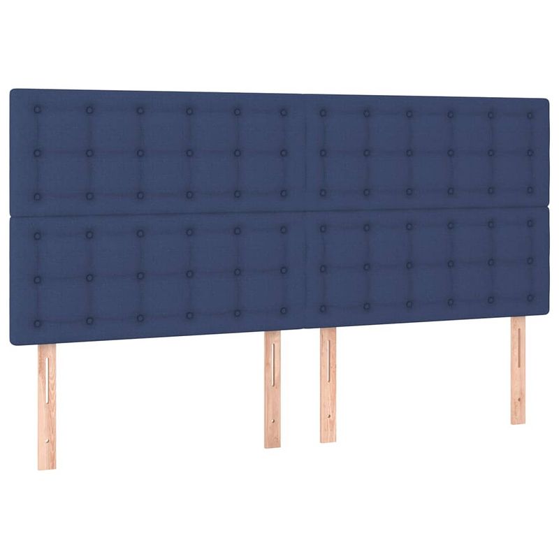 Foto van The living store hoofdbord classic - blauw - 200 x 5 x 118/128 cm - ademend en duurzaam