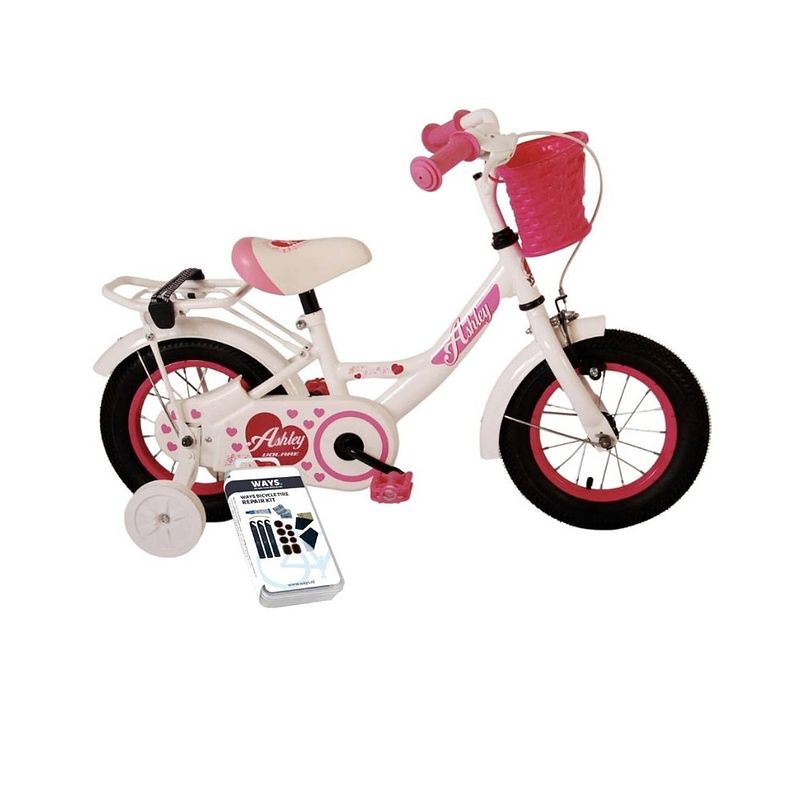 Foto van Volare kinderfiets ashley - 12 inch - wit - inclusief ways bandenplakset