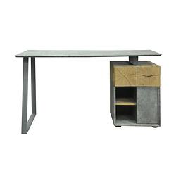 Foto van Bureau met 1 deur en 1 lade - wit en grijs houtdecor - l 140 x d 60 x h 75 - keulen