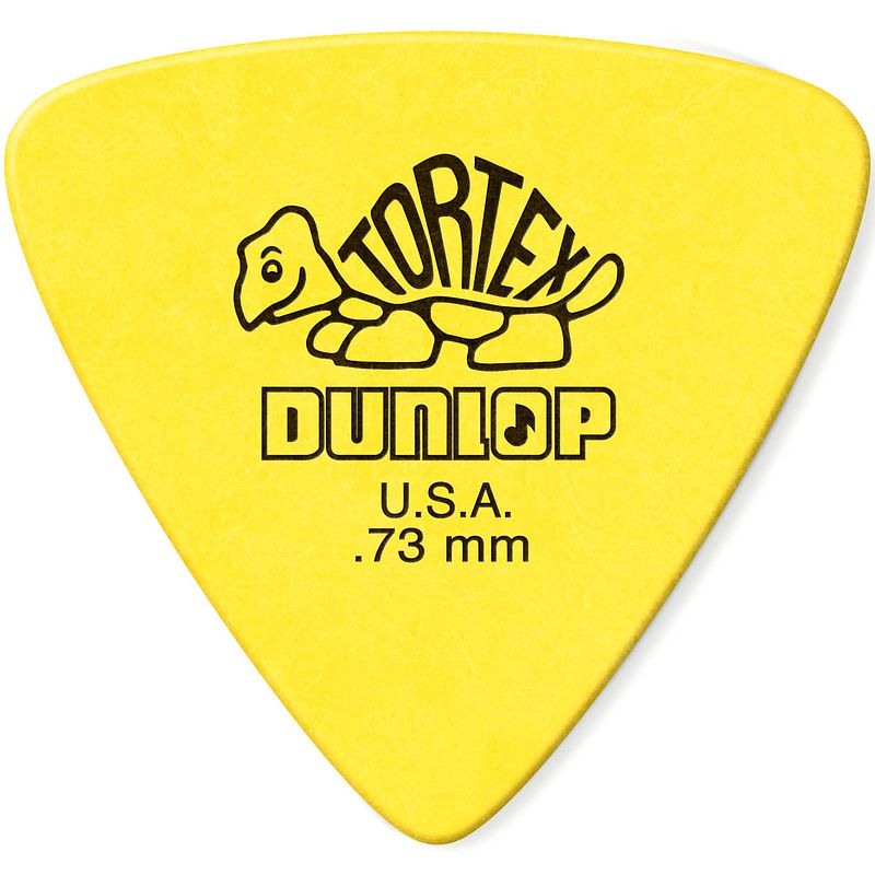 Foto van Dunlop 431r73 tortex triangle .73mm plectrum geel
