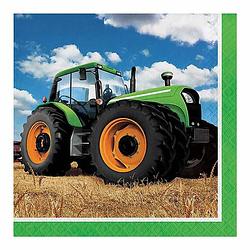 Foto van Witbaard servetten tractor 33 cm papier groen/blauw 16 stuks