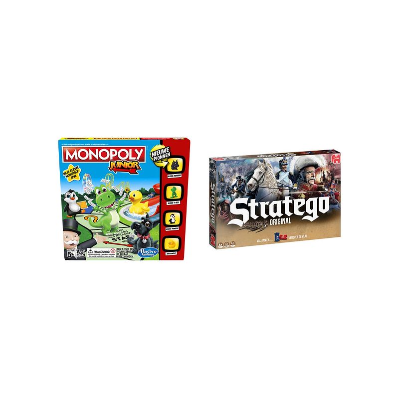 Foto van Spellenbundel - bordspel - 2 stuks - monopoly junior & stratego