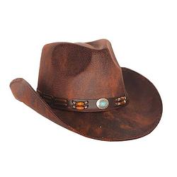 Foto van Cowboy/western verkleed hoed - bruin - leren look - voor volwassenen - verkleedhoofddeksels