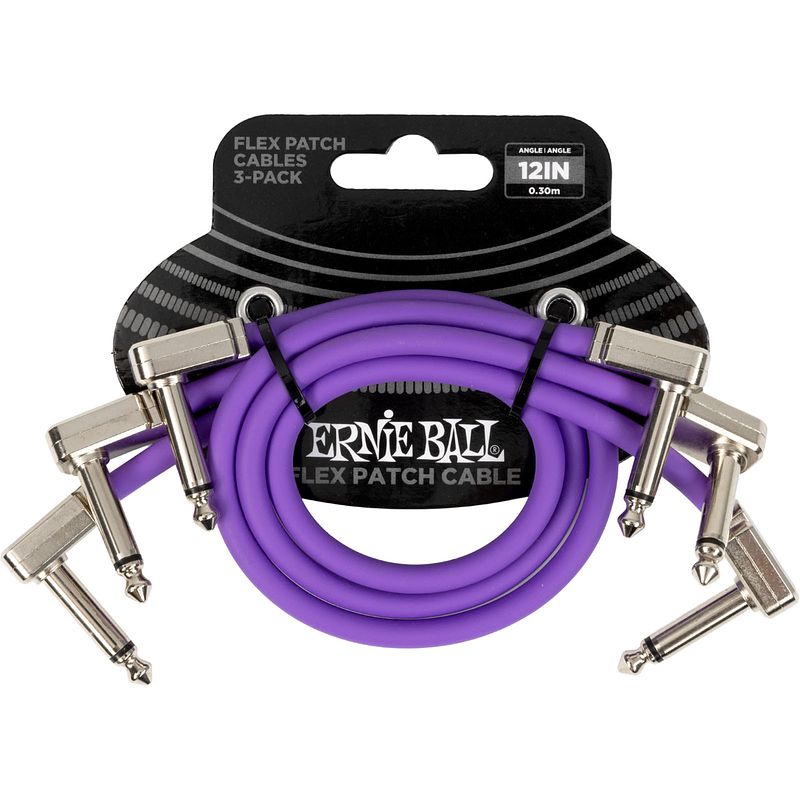 Foto van Ernie ball 6453 flex patch purple 3-pack patchkabels 30 cm (set van 3)