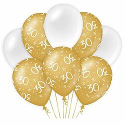 Foto van Paperdreams 30 jaar leeftijd thema ballonnen - 24x - goud/wit - verjaardag feestartikelen - ballonnen