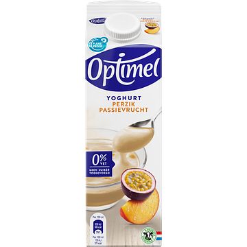 Foto van Optimel magere yoghurt perzik passievrucht 0% vet 1 x 1l bij jumbo