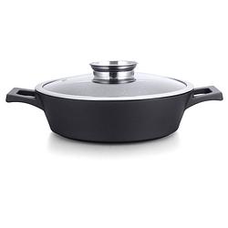 Foto van Royalty line lage soeppan/braadpan - met glazen deksel - 40 cm - zwart