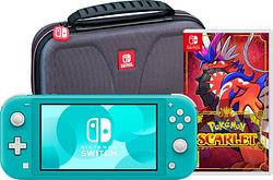 Foto van Nintendo switch lite turquoise + pokémon scarlet + bigben beschermtas
