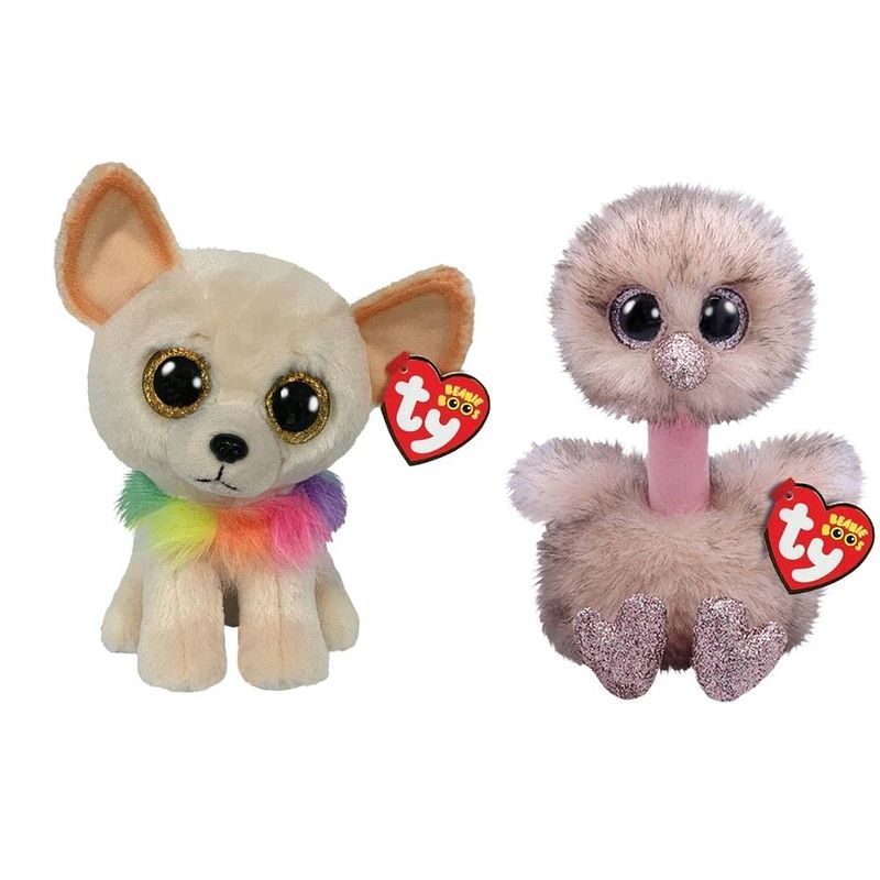 Foto van Ty - knuffel - beanie boo's - chewey chihuahua & henna ostrich