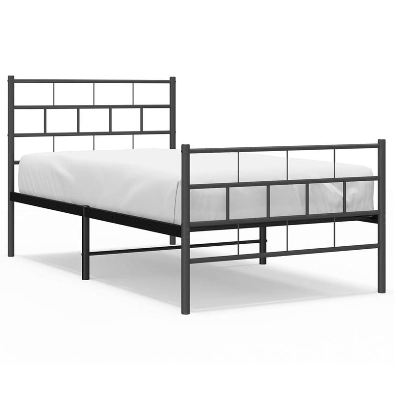 Foto van Vidaxl bedframe met hoofd- en voeteneinde metaal zwart 100x190 cm