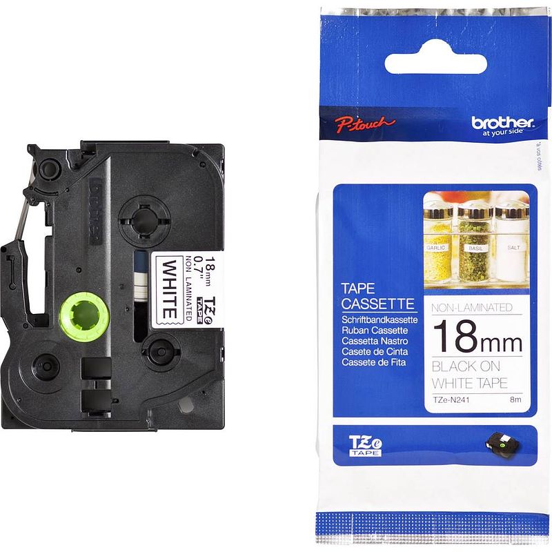 Foto van Brother tze-n241 labeltape ongelamineerd tapekleur: wit tekstkleur: zwart 18 mm 8 m