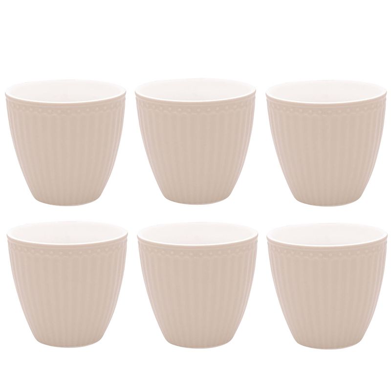 Foto van Set van 6x stuks beker (latte cup) greengate alice creamy fudge 300ml ø 10cm