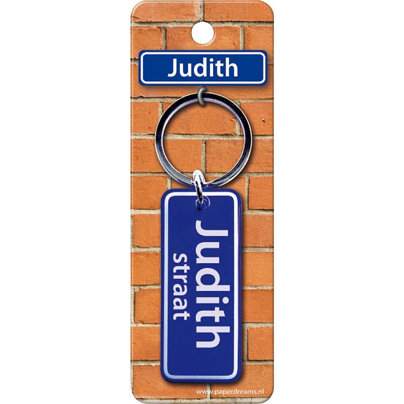 Foto van Paper dreams sleutelhanger straatnaam judith 9 cm staal blauw