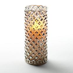 Foto van 1x stuks luxe led kaarsen in zilver glas d7,5 x h17,5 cm - led kaarsen