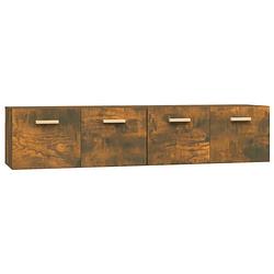 Foto van The living store wandkast - hangkast - afmetingen- 80 x 35 x 36.5 cm - kleur- gerookt eiken - materiaal- bewerkt hout