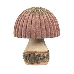Foto van Decoratie paddenstoel - roze - hout - 10xø8 cm - leen bakker