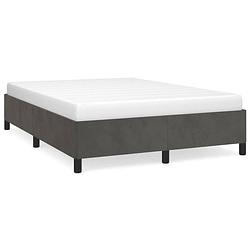 Foto van The living store bedframe - fluweel - ondersteunende poten - multiplex lattenbodem - donkergrijs - 193 x 143 x 35 cm