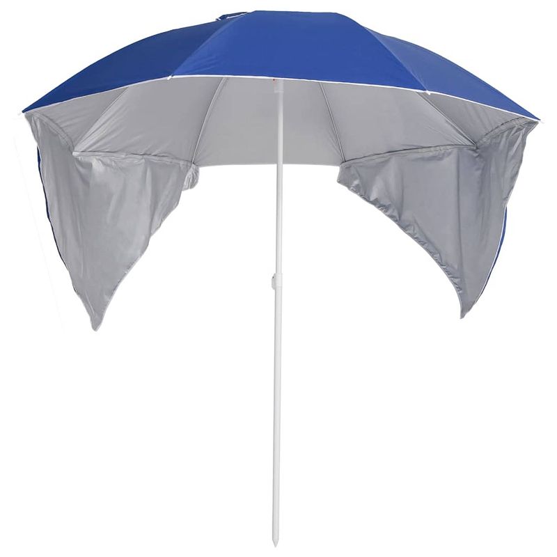 Foto van The living store strandparasol - blauw - 190x202/218 cm - uv-bescherming - waterbestendig