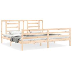 Foto van The living store bedframe - massief grenenhout - 205.5 x 185.5 x 100 cm - multiplex lattenbodem - montage vereist