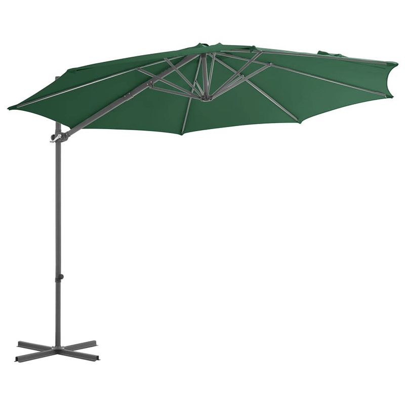 Foto van The living store hangende parasol - green - 300 x 255 cm - uv-beschermend polyester - kantelbaar en 360 graden