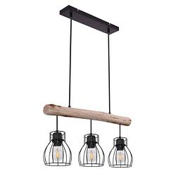 Foto van Industriële hanglamp mina - l:60cm - e27 - metaal - zwart