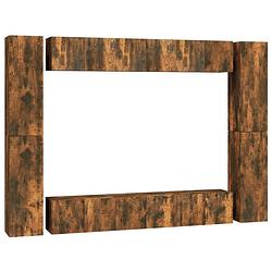 Foto van The living store tv-meubel set gerookt eiken - 60x30x30cm - 30.5x30x90cm - wandgemonteerd