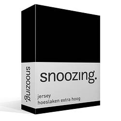 Foto van Snoozing - hoeslaken - extra hoog - jersey - 200x210 /220 - zwart