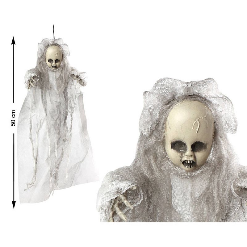 Foto van Halloween - horror hangdecoratie spook/geest pop wit 50 cm - halloween poppen