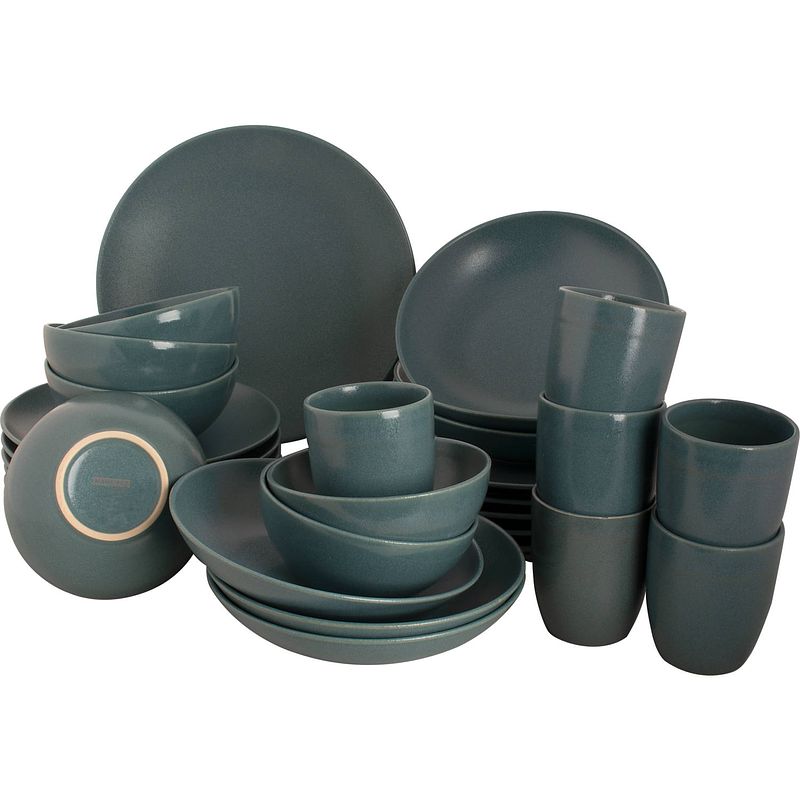 Foto van Mammoet serviesset spirit stoneware 6-persoons 30-delig groen