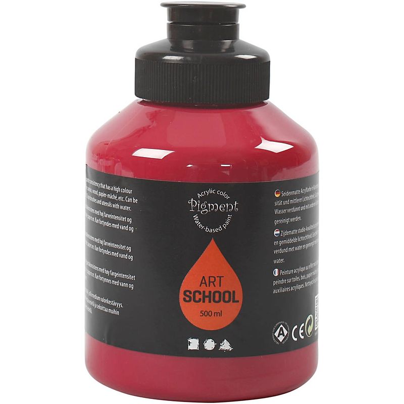 Foto van Packlinq pigment art school. donkerrood. semi-transparant. 500 ml/ 1 fles