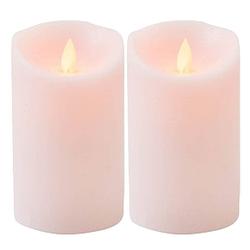 Foto van 2x roze led kaars / stompkaars met bewegende vlam 12,5 cm - led kaarsen