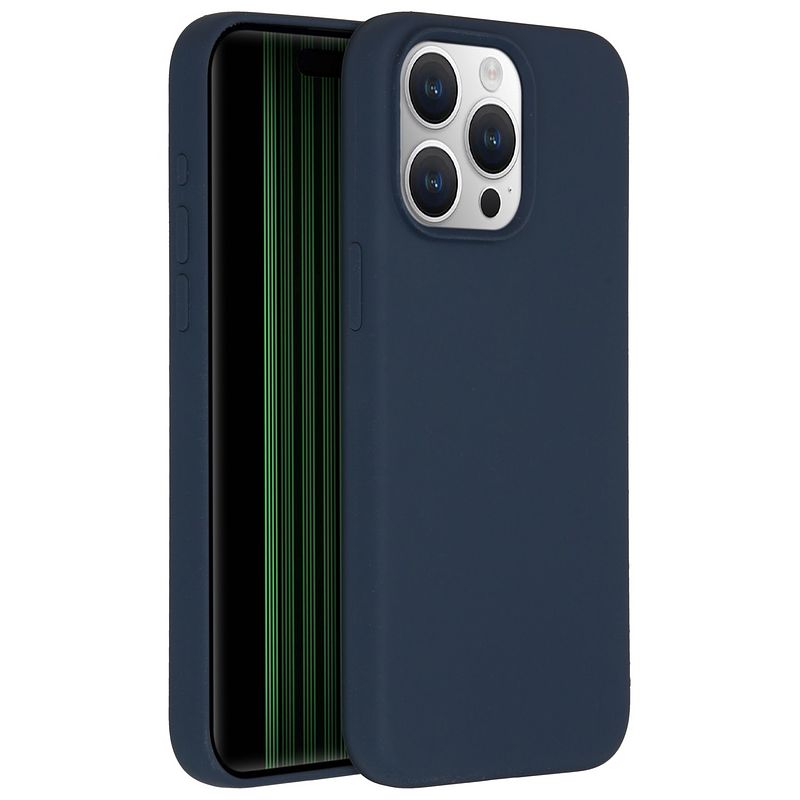 Foto van Accezz liquid silicone backcover iphone 15 pro max telefoonhoesje blauw