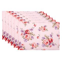 Foto van Haes deco - set van 6 placemats - 48x33 cm - 100% katoen - dotty rose