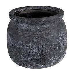 Foto van Clayre & eef bloempot ø 15x13 cm grijs keramiek rond bloempot binnen plantenpot plant pot grijs bloempot binnen