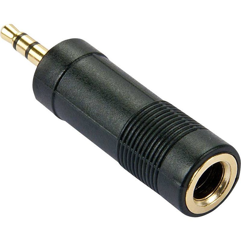 Foto van Lindy 35621 lindy jackplug audio adapter [1x jackplug male 3,5 mm - 1x jackplug female 6,3 mm] zwart