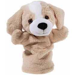 Foto van Pluche beige hond handpop knuffel 25 cm speelgoed - handpoppen